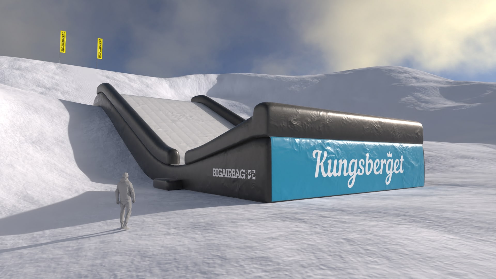 Landing airbag for ski resorts