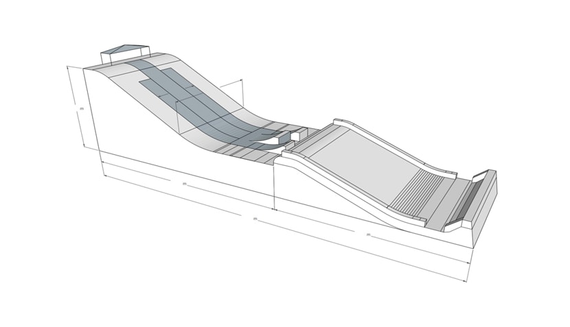 Technical Drawing sketch airbag jump trajectory analysis