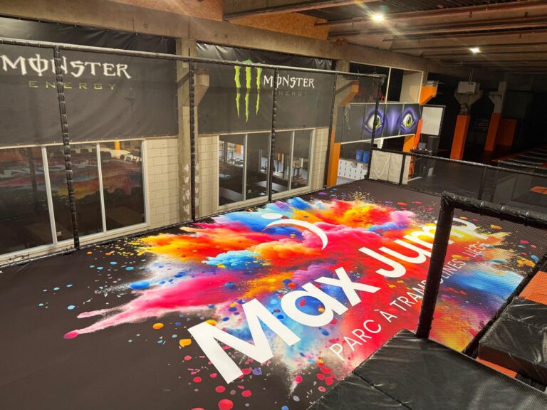 Trampoline park with airbag